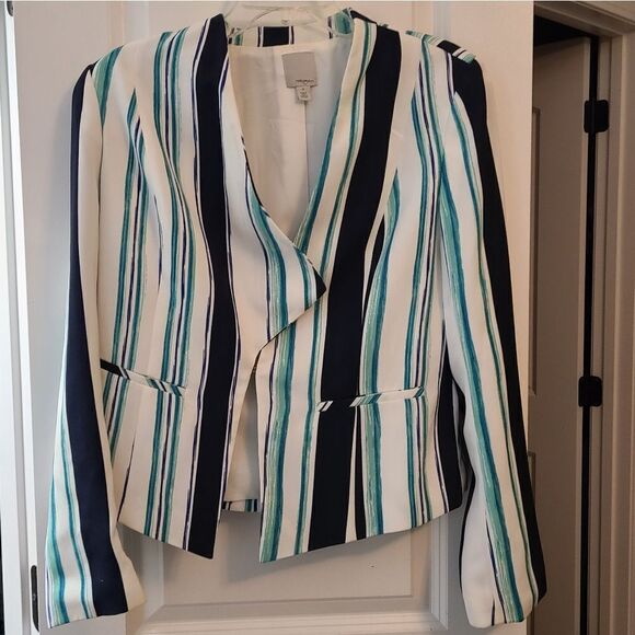 Halogen A- Symmetrical Striped Blazer - Picture 4 of 10